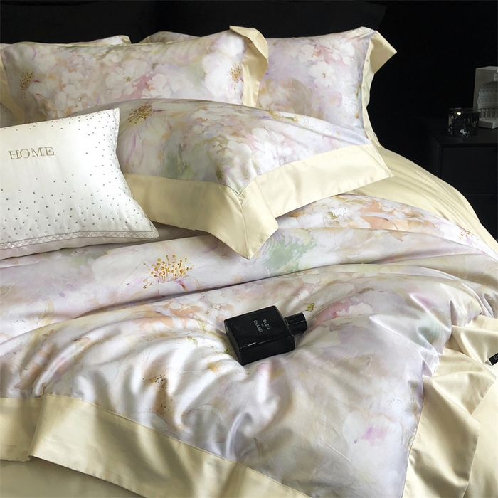 91家纺网 家纺一手货源 找家纺 （总）馨蕊家居 2025春夏新品金太阳典藏高奢活性数码印花四件套-玛丽