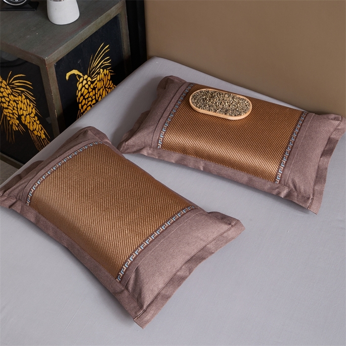 91家纺网 家纺一手货源 找家纺 织布人2025新款荞麦枕夏季凉感冰藤枕头竹面硬枕茶叶茉莉花夏凉枕头 夏凉直角冰藤-咖色【38*58茶香枕】