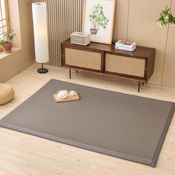 91家纺网 家纺一手货源 找家纺 绒艺席业 2025新款PE藤席地垫 灰色