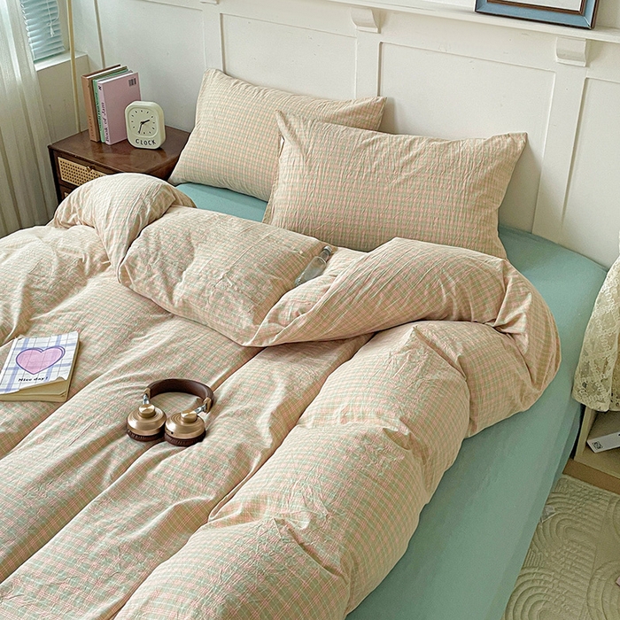 91家纺网 家纺一手货源 找家纺 大柏树 2025新款全棉水洗棉套件-床单四件套 春野玉