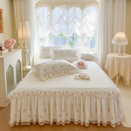 91家纺网 家纺一手货源 找家纺 （总）网红馆（ck家纺） 2025新款优舒棉蕾丝花边床裙三件套-玛格丽