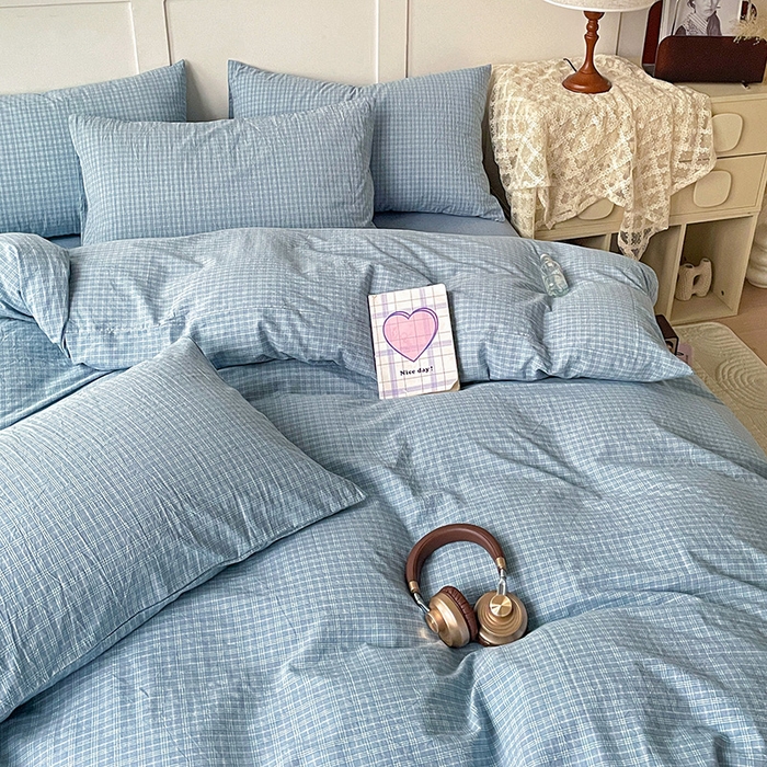 91家纺网 家纺一手货源 找家纺 大柏树 2025新款全棉水洗棉套件-床单四件套 春野兰