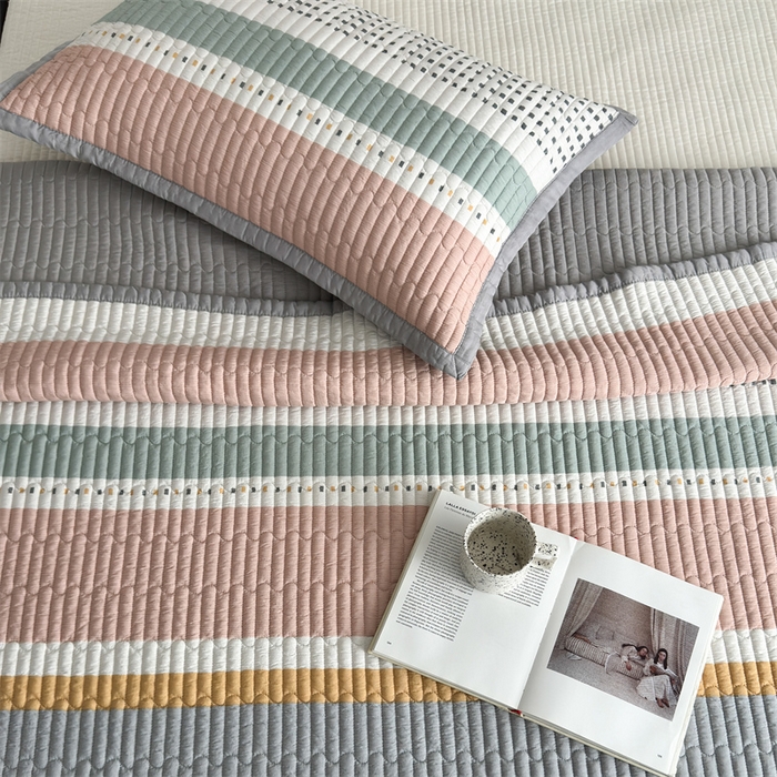 91家纺网 家纺一手货源 找家纺 美优兰 2025春夏新款双面天丝高温砂洗床盖 卡农