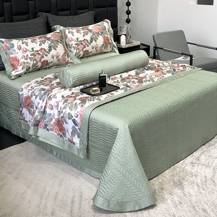 91家纺网 家纺一手货源 找家纺 若未家居 LOVEWE HOUSE 2025新款兰精天丝印花夏被及夏被四件套 玫瑰冰酿（床单款+床盖款）