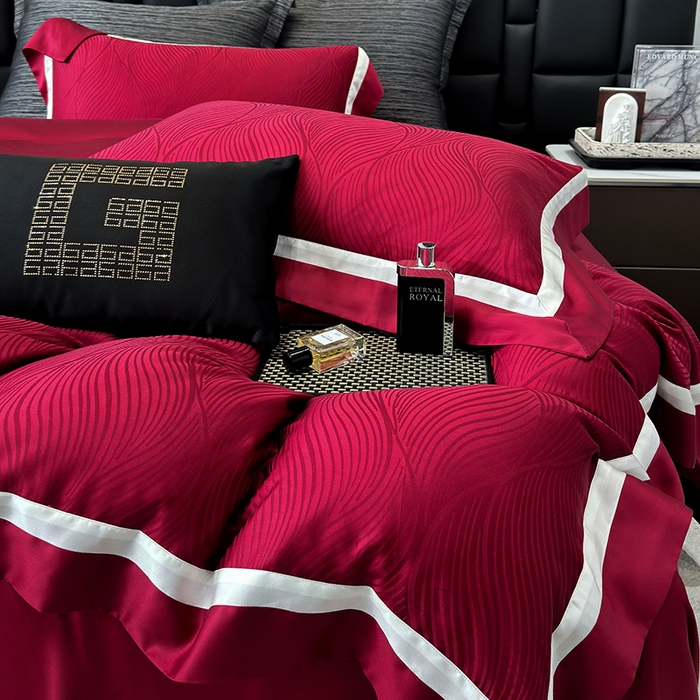 91家纺网 家纺一手货源 找家纺 （总）若未家居 LOVEWE HOUSE 2025新款天丝提花套件撞色轻奢风四件套-天丝布拉格