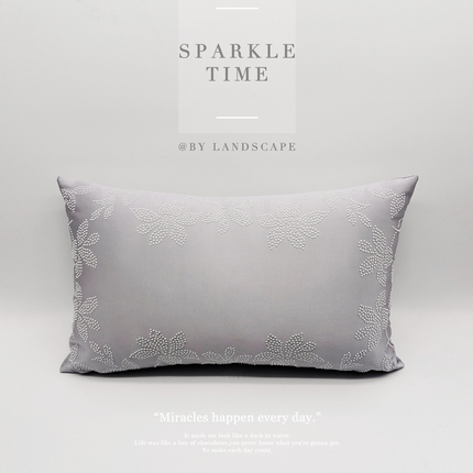 新款禅丝高精密珍珠钻抱枕枕头枕芯-涟漪 涟漪-灰