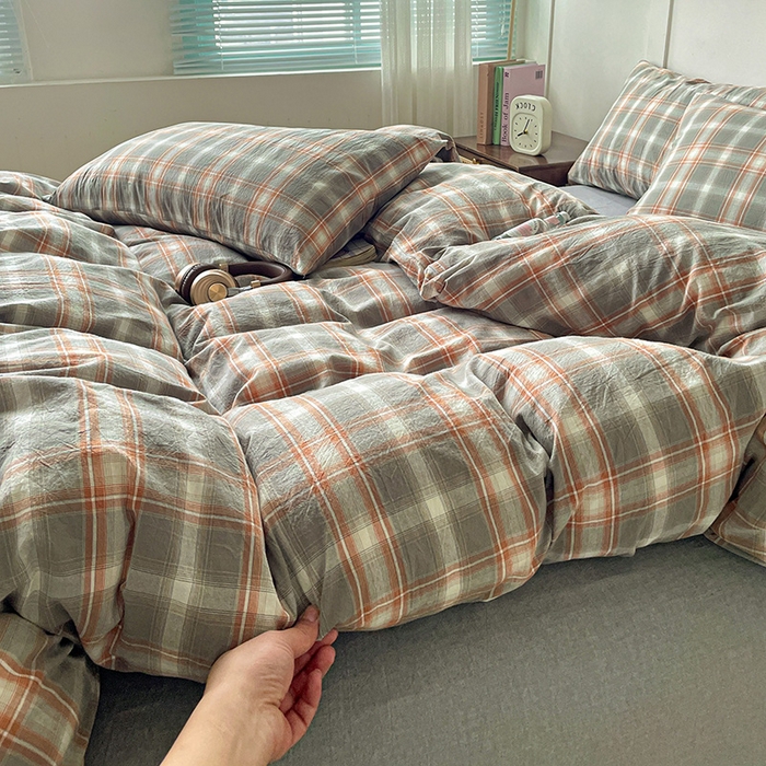 91家纺网 家纺一手货源 找家纺 大柏树 2025新款全棉水洗棉套件-床单四件套 诺卡