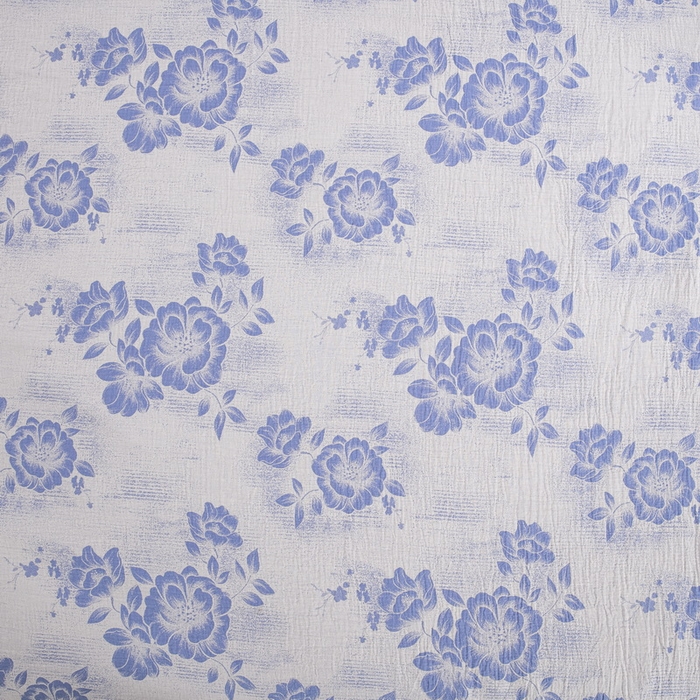 91家纺网 家纺一手货源 找家纺 2025新款全棉色织双层纱纽扣款四件套 云纱-浅兰