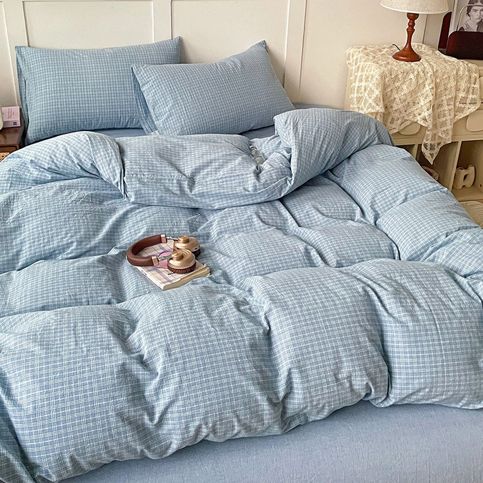 91家纺网 家纺一手货源 找家纺 大柏树 2025新款全棉水洗棉套件-床单四件套 春野兰