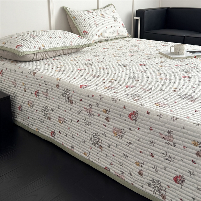 91家纺网 家纺一手货源 找家纺 美优兰 2025春夏新款双面天丝高温砂洗床盖 草坪派对