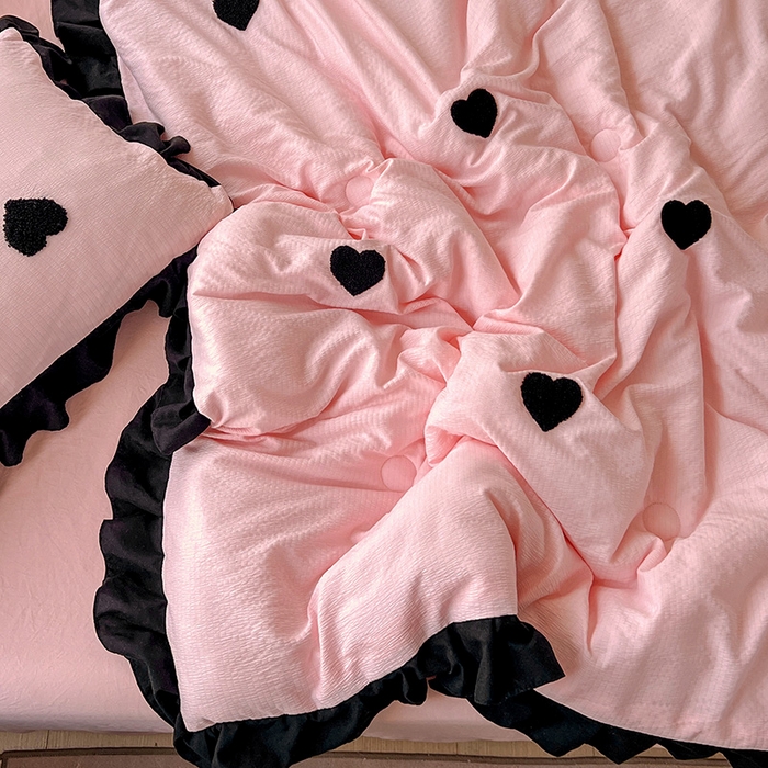 91家纺网 家纺一手货源 找家纺 梦之岛 2025新款韩版小泡泡水洗棉毛巾绣四件套-蝶梦 蝶梦爱心-玉