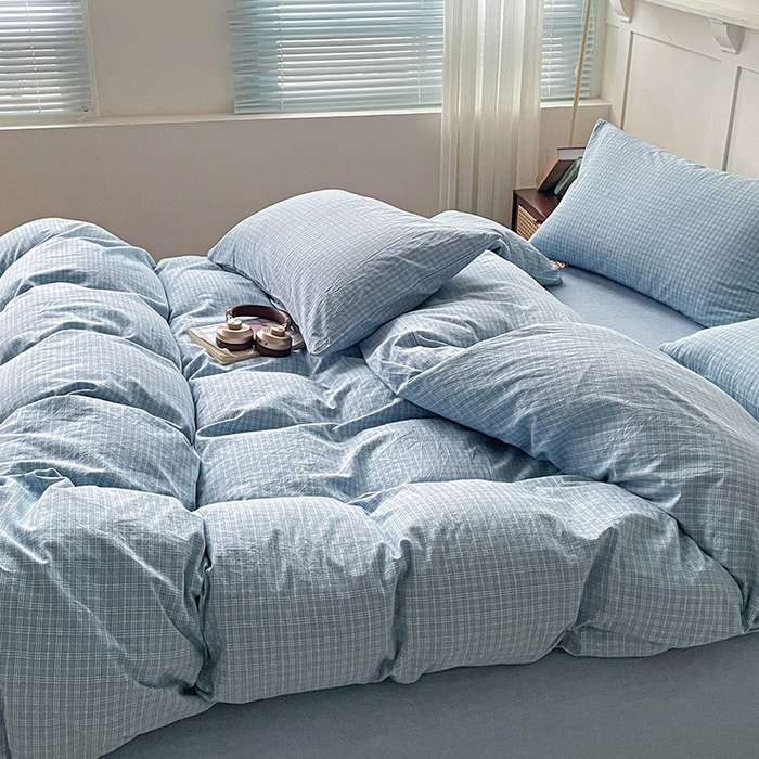 91家纺网 家纺一手货源 找家纺 大柏树 2025新款全棉水洗棉套件-床单四件套 春野兰