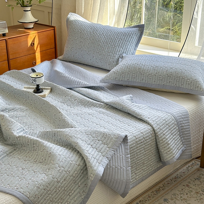 91家纺网 家纺一手货源 找家纺 美优兰 2025春夏新款双面天丝高温砂洗床盖 赫拉花园