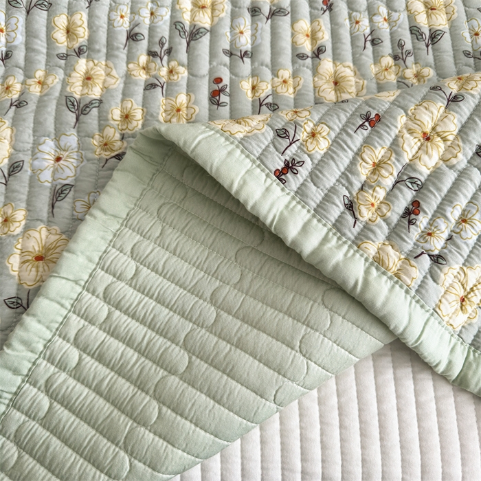 91家纺网 家纺一手货源 找家纺 美优兰 2025春夏新款双面天丝高温砂洗床盖 七里香