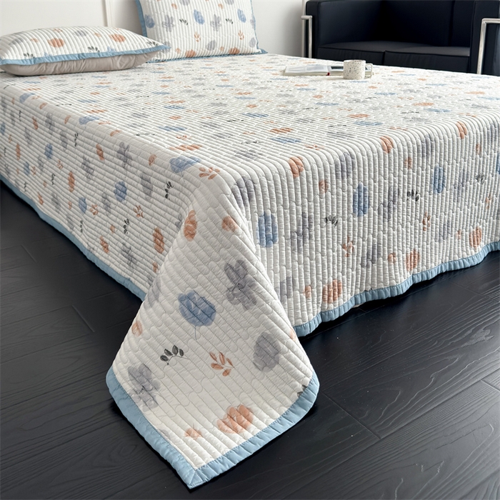 91家纺网 家纺一手货源 找家纺 美优兰 2025春夏新款双面天丝高温砂洗床盖 蓝海