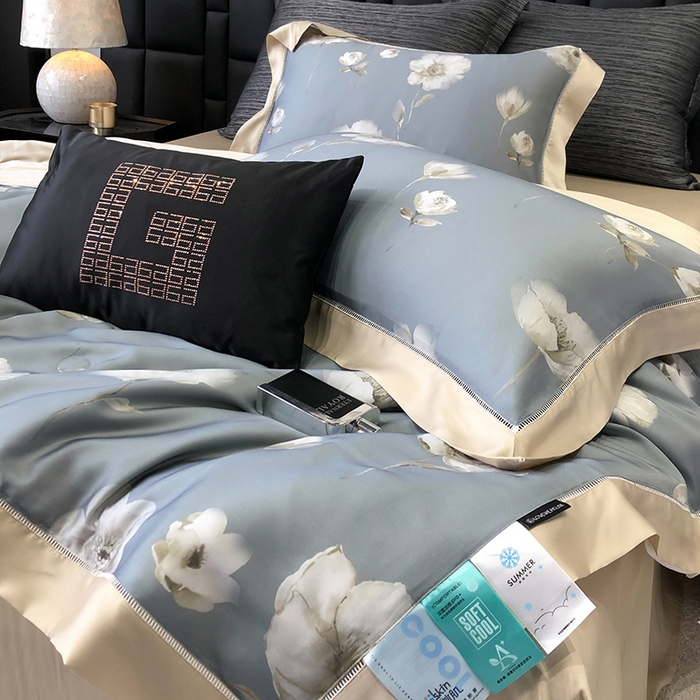 91家纺网 家纺一手货源 找家纺 若未家居 LOVEWE HOUSE 2025新款兰精天丝印花夏被及夏被四件套 蒲公英之恋（床单款+床盖款）