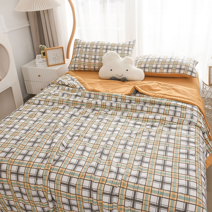 91家纺网 家纺一手货源 找家纺 红日子纺织品 2025新款棉麻夏被四件套 南巷