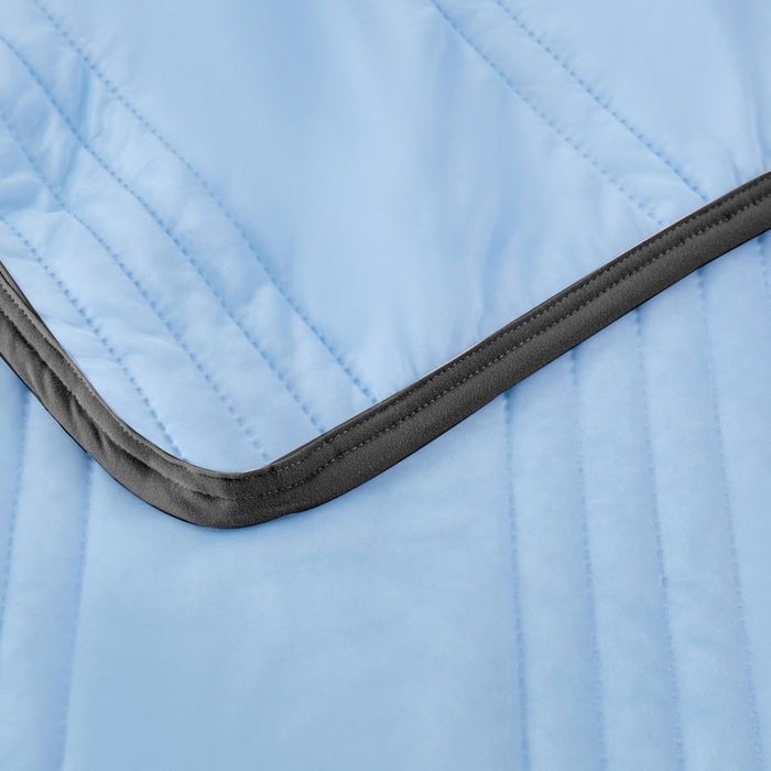 91家纺网 家纺一手货源 找家纺 丝薇雅 2025新款凉感丝夏被冰淇淋夏凉被 黑边-条纹天蓝