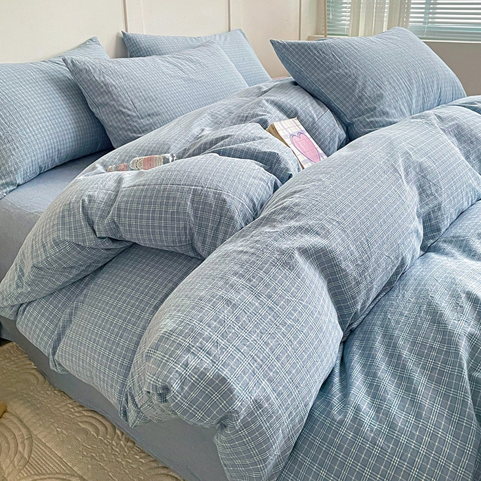 91家纺网 家纺一手货源 找家纺 大柏树 2025新款全棉水洗棉套件-床单四件套 春野兰