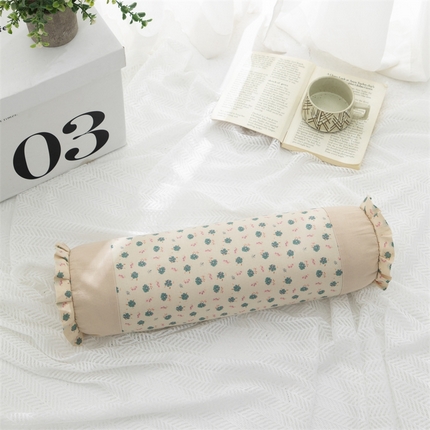 织布人2025新款荞麦枕全棉小碎花圆柱枕颈椎枕牵引反弓拉伸颈椎枕头 全棉颈椎圆柱枕-绿野浅绿【荞麦壳】12*46*8cm  