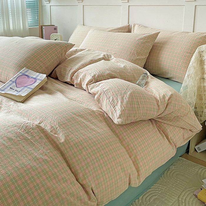 91家纺网 家纺一手货源 找家纺 大柏树 2025新款全棉水洗棉套件-床单四件套 春野玉