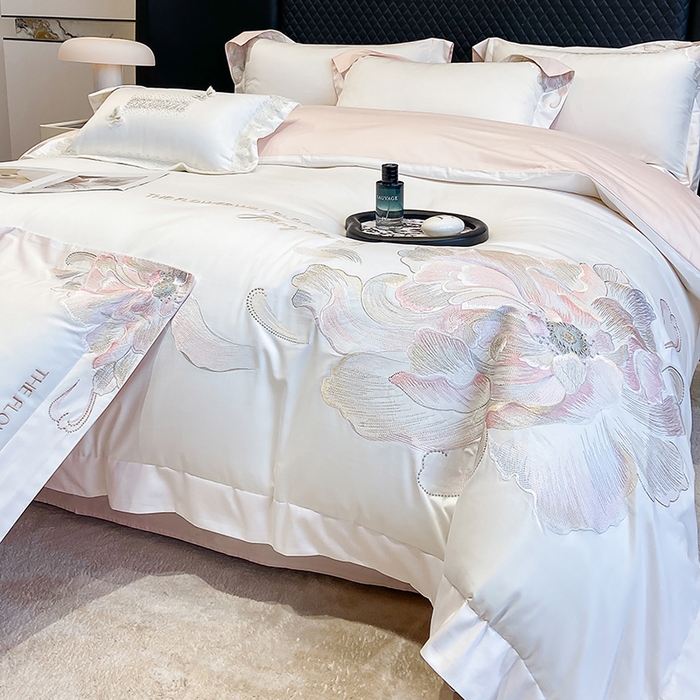 91家纺网 家纺一手货源 找家纺 （总）星蕴家纺 2025新款100支澳棉正宗长绒棉四件套-绽放