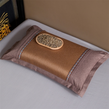 织布人2025新款荞麦枕夏季凉感冰藤枕头竹面硬枕茶叶茉莉花夏凉枕头  夏凉直角冰藤-咖色【38*58荞麦枕】