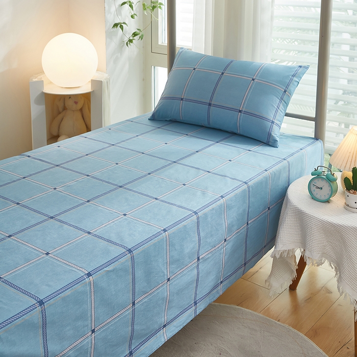 91家纺网 家纺一手货源 找家纺 全美家居 2025新款全棉学生款宿舍纯棉三六件套全棉三件套羽丝绒被备货充足 时尚悦格 蓝