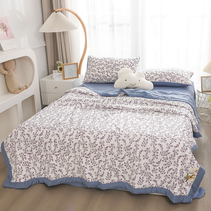 91家纺网 家纺一手货源 找家纺 红日子纺织品 2025新款棉麻夏被四件套 安丽