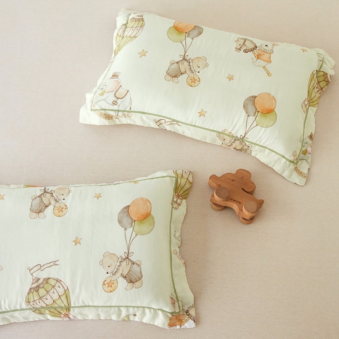 91家纺网 家纺一手货源 找家纺 嗨生活2025新款天竹系列A类竹纤维四层纱枕套 儿童枕套 幼儿园枕套 缤纷马戏团