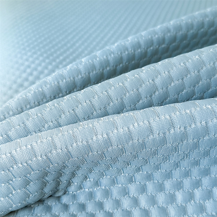 91家纺网 家纺一手货源 找家纺 启程家纺 2025春夏新款冰豆豆凉席刺绣款复合三明治三件套 小香风-蓝