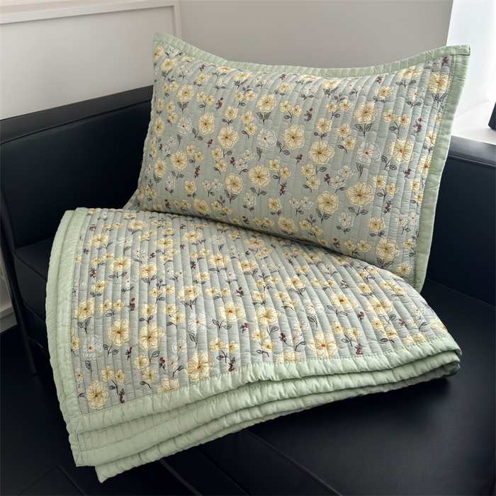 91家纺网 家纺一手货源 找家纺 美优兰 2025春夏新款双面天丝高温砂洗床盖 七里香