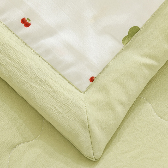 91家纺网 家纺一手货源 找家纺 红日子纺织品 2025新款棉麻夏被四件套 清新森林