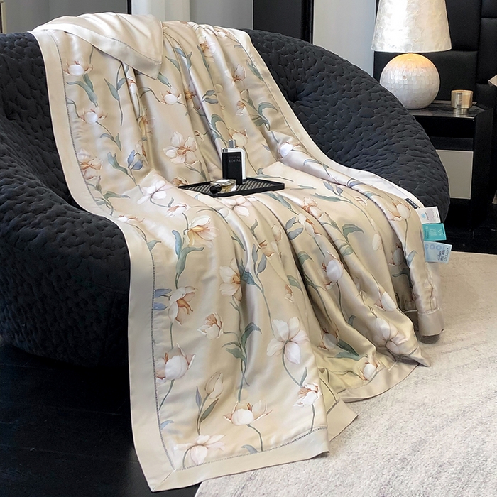 91家纺网 家纺一手货源 找家纺 若未家居 LOVEWE HOUSE 2025新款兰精天丝印花夏被及夏被四件套 玉兰白雪（床单款+床盖款）