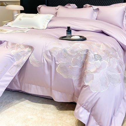 91家纺网 家纺一手货源 找家纺 （总）星蕴家纺 2025新款100支澳棉正宗长绒棉四件套-绽放