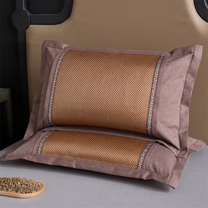 91家纺网 家纺一手货源 找家纺 织布人2025新款荞麦枕夏季凉感冰藤枕头竹面硬枕茶叶茉莉花夏凉枕头 夏凉直角冰藤-咖色【38*58茶香枕】