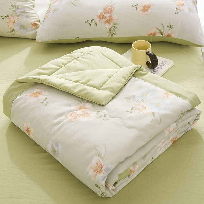 91家纺网 家纺一手货源 找家纺 红日子纺织品 2025新款棉麻夏被四件套 青青世界