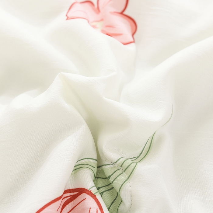 91家纺网 家纺一手货源 找家纺 红日子纺织品 2025新款棉麻夏被四件套 郁金香