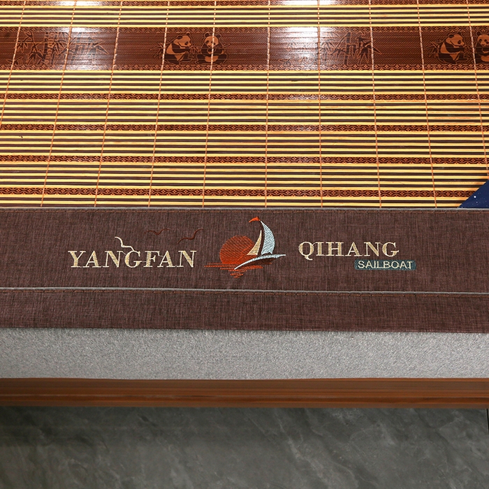 91家纺网 家纺一手货源 找家纺 森璐家纺 2025新款茶香养生竹席藤席草席冰丝席凉席子 富贵抱竹-反面冰藤