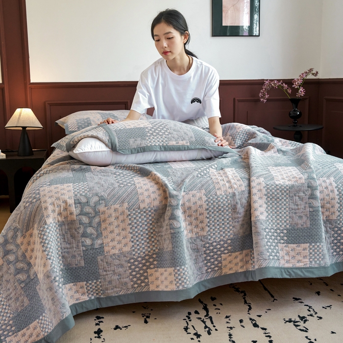 91家纺网 家纺一手货源 找家纺 棠薇家纺  2025新款北欧风盖毯毛巾被 欧式风尚