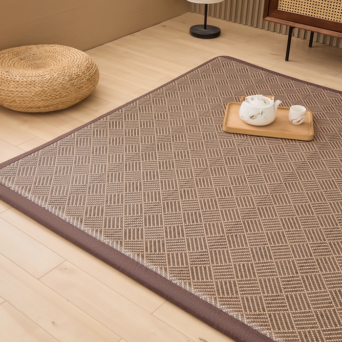 91家纺网 家纺一手货源 找家纺 绒艺席业 2025新款PE藤席地垫 饼干花 灰色