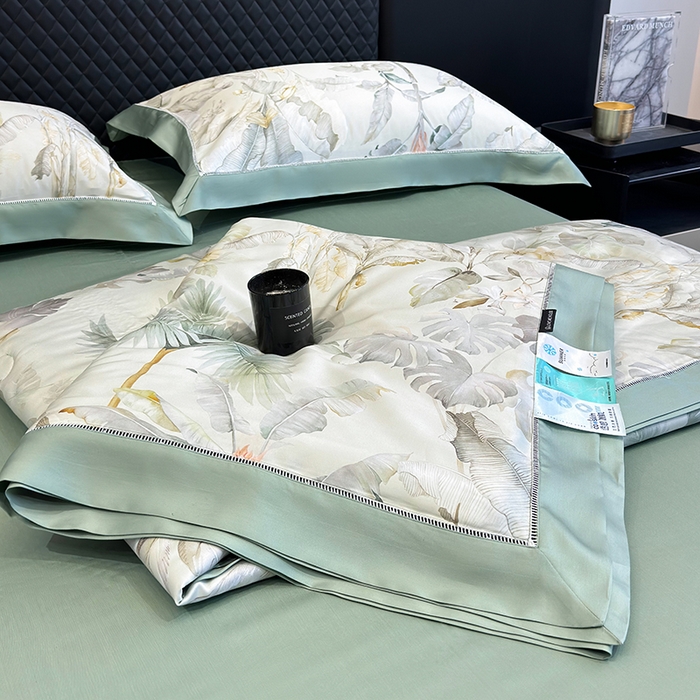 91家纺网 家纺一手货源 找家纺 若未家居 LOVEWE HOUSE 2025新款兰精天丝印花夏被及夏被四件套 清爽一夏（床单款+床盖款）