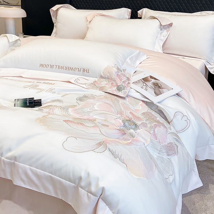 91家纺网 家纺一手货源 找家纺 （总）星蕴家纺 2025新款100支澳棉正宗长绒棉四件套-绽放