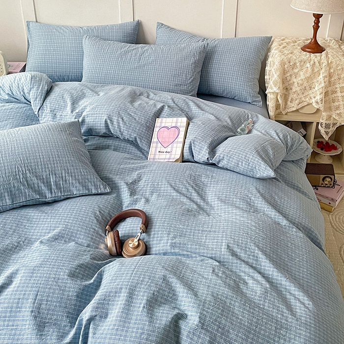 91家纺网 家纺一手货源 找家纺 大柏树 2025新款全棉水洗棉套件-床单四件套 春野兰