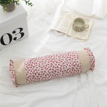 织布人2025新款荞麦枕全棉小碎花圆柱枕颈椎枕牵引反弓拉伸颈椎枕头 全棉颈椎圆柱枕-丽春粉【荞麦壳】 12*46*8cm 