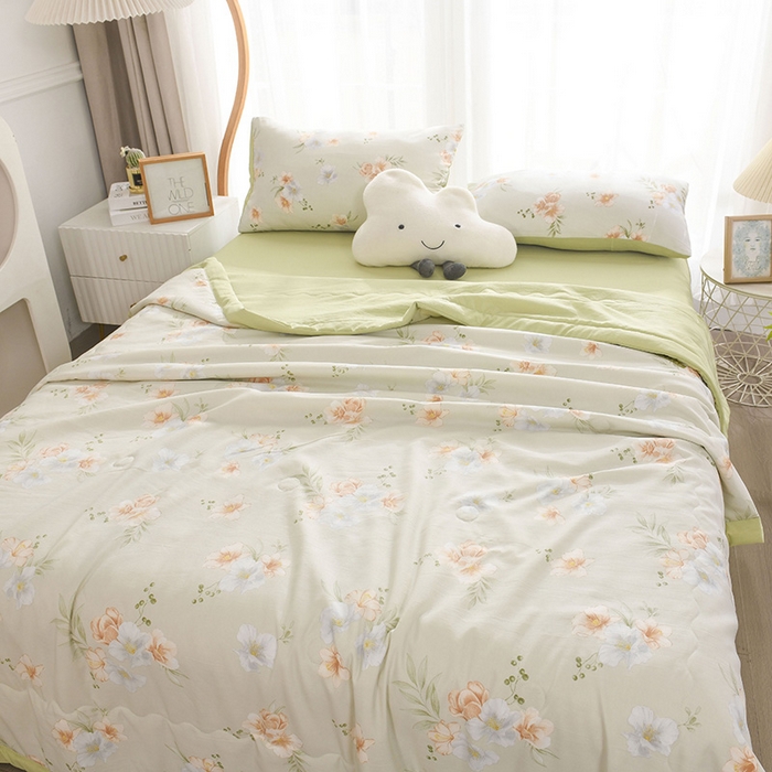 91家纺网 家纺一手货源 找家纺 红日子纺织品 2025新款棉麻夏被四件套 青青世界