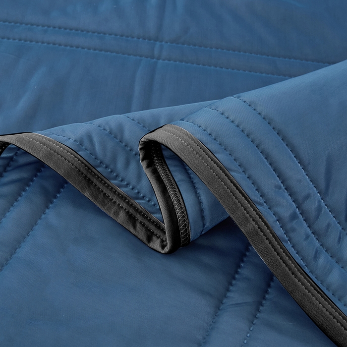 91家纺网 家纺一手货源 找家纺 丝薇雅 2025新款凉感丝夏被冰淇淋夏凉被 黑边-条纹湖蓝