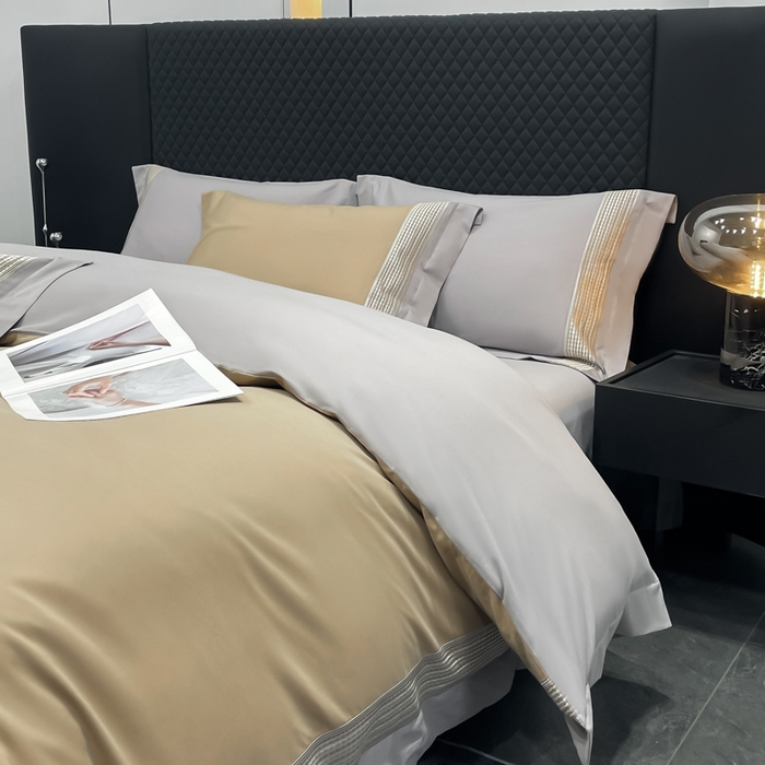 91家纺网 家纺一手货源 找家纺 皇寝世家家居 2025新款100支长绒棉磨毛四件套纯棉全棉冬保暖床单加厚床上被套-欧文系列 杏色