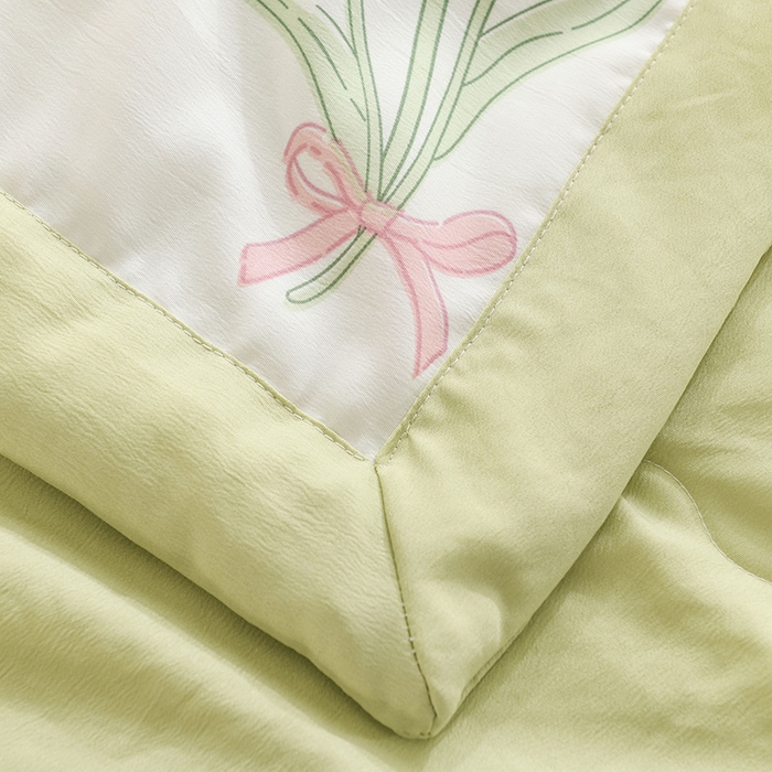 91家纺网 家纺一手货源 找家纺 红日子纺织品 2025新款棉麻夏被四件套 郁金香