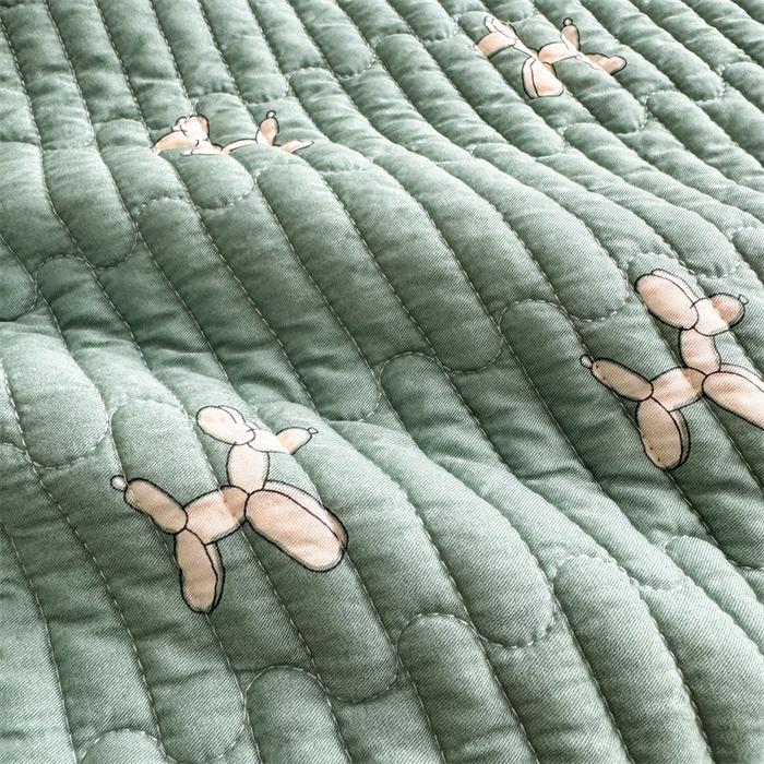 91家纺网 家纺一手货源 找家纺 美优兰 2025春夏新款双面天丝高温砂洗床盖 机器狗